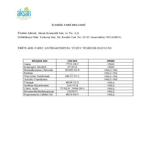 FAİRY ANTİBAKTERİYEL YÜZEY TEMİZLİK HAVLUSU